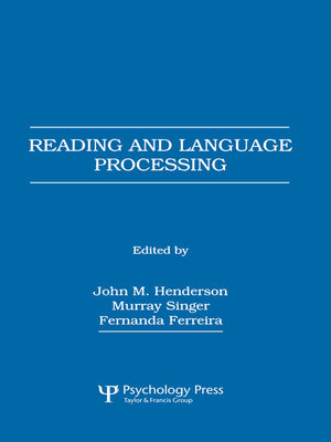 cover image of Reading and Language Processing